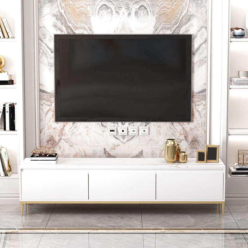 Contemporary Media Console Stone TV Stand Console with Drawers