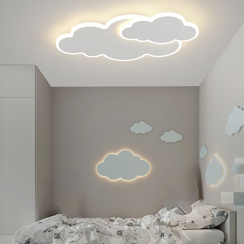 Cloud Shape Flush Mount Modern Style Acrylic 1 Light Flush Light in White