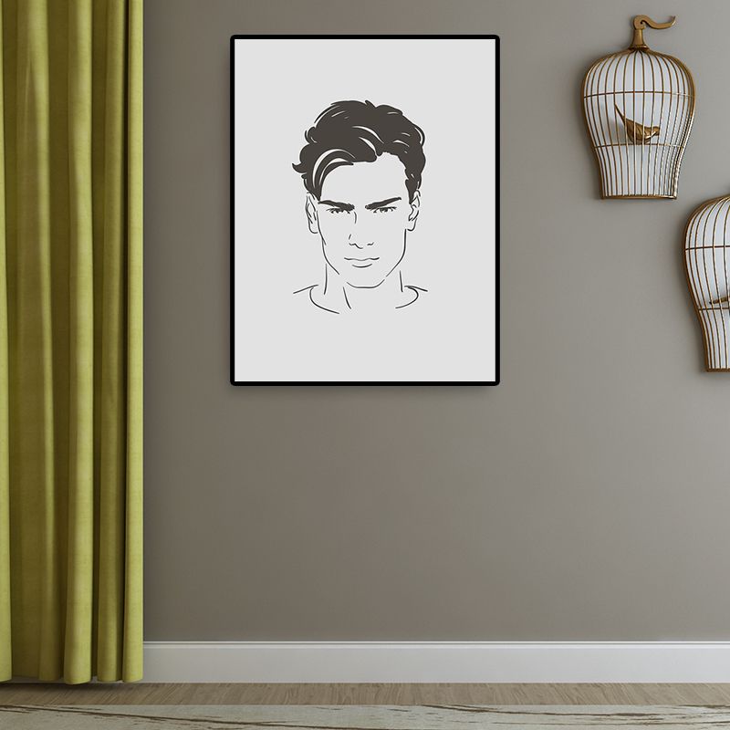 Textured Handsome Boy Portrait Art Canvas Minimalism Wall Art Print for Girls Bedroom