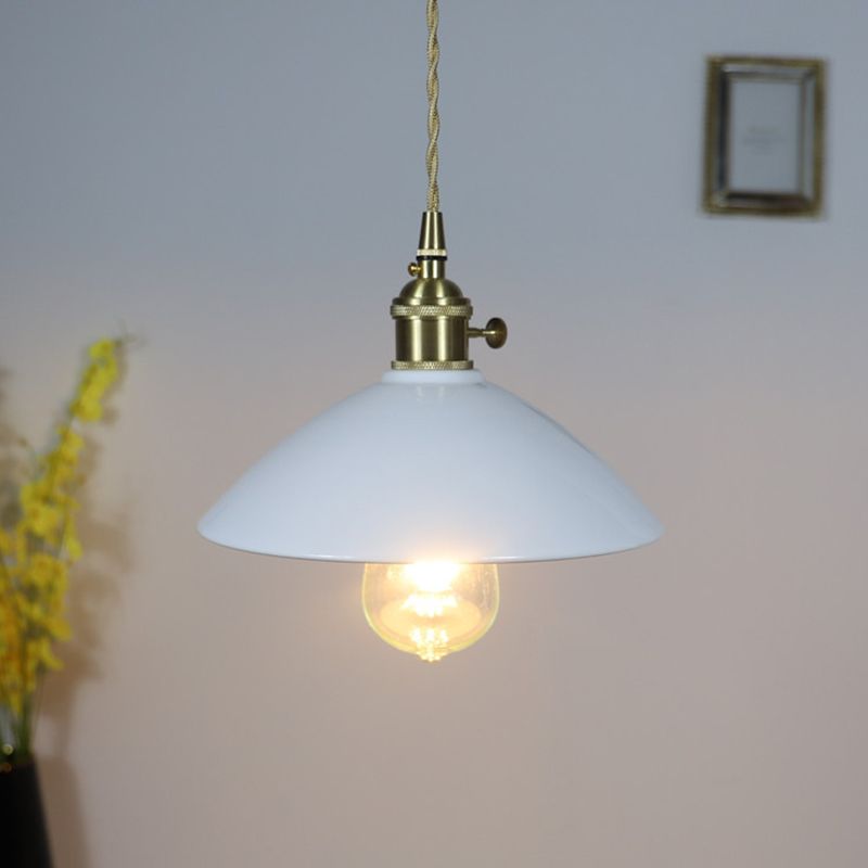 1-Light Tapered Pendant Fixture Vintage Ceramic Suspension Lighting for Dining Room