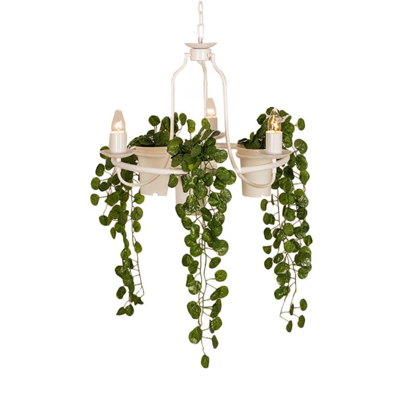 3 Lichter Candelabra Kronleuchter industrielles Schwarz/Weiß -Metallic Hanging Anhänger Licht mit Topf -Deco