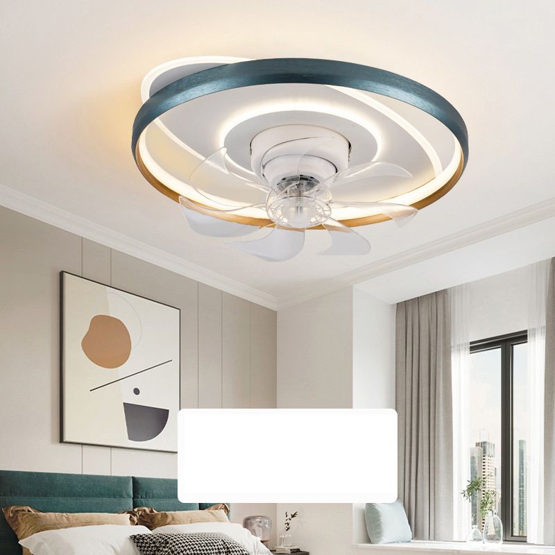 Round Ceiling Fan Light Modern LED Ceiling Mount Lamp with Acrylic Shade for Bedroom