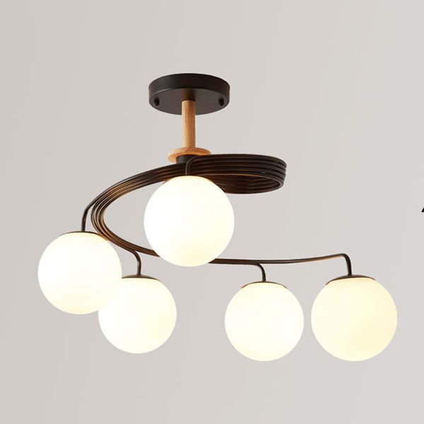 Luminaires de lustre en bois moderne globe suspension à suspension multiples