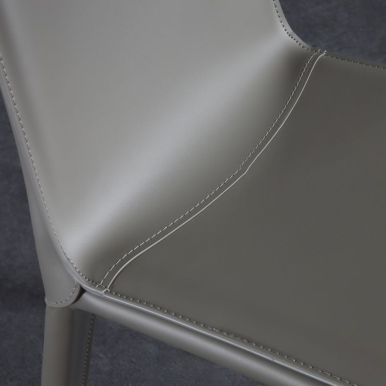 Modern Style Side Chair Faux Leather Solid Back Dining Chair for Home