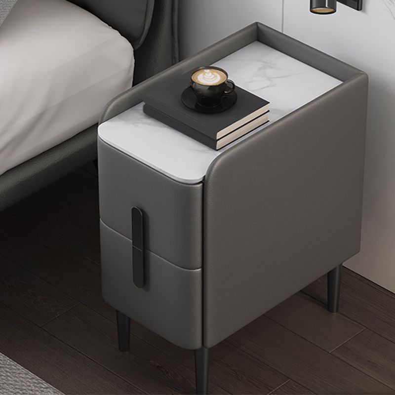 Contemporary Bed Nightstand Stone Bedside Cabinet with Drawers