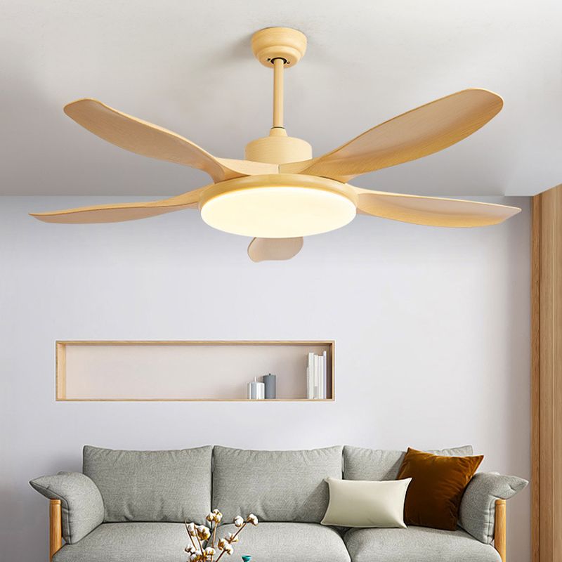 Nordic Style Ceiling Fan Lamp LED Wood Grain Ceiling Fan Light for Living Room