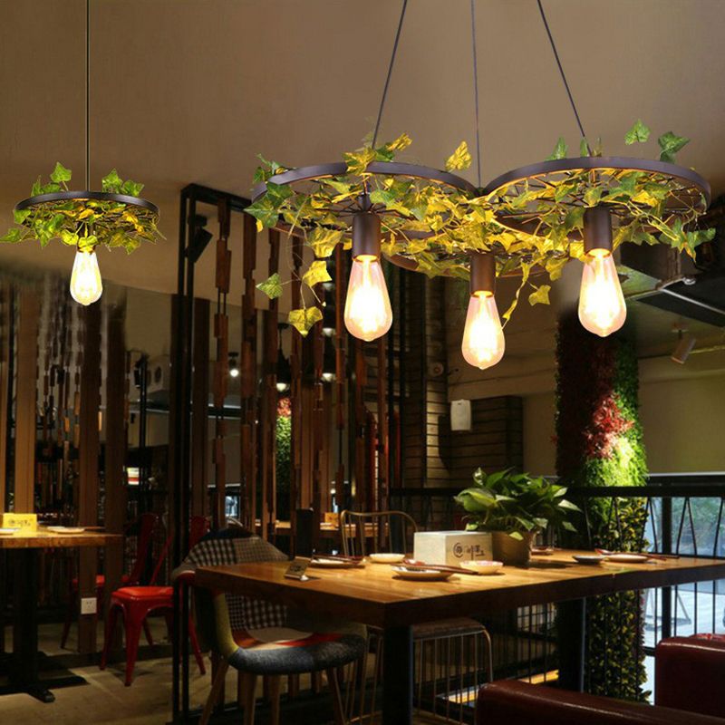 Wheel Shaped Pendulum Light Industrial Metal Commercial Pendant Lighting for Restaurant