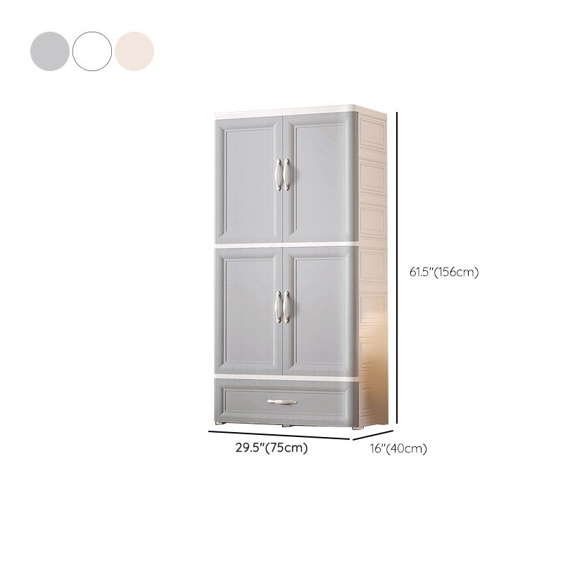 Plastic Kid's Wardrobe Modern Style Armoire Cabinet with Wheels