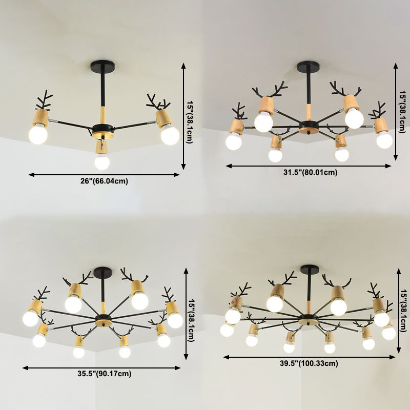 Antler -vorm hanger kroonluchters moderne houten hanger verlichtingsarmaturen