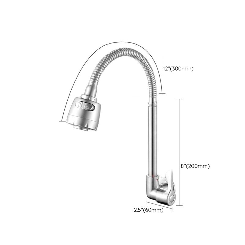 Modern Bridge Faucet 304 Stainless Steel Knob Handle Swivel Spout Wall Mounted Faucet