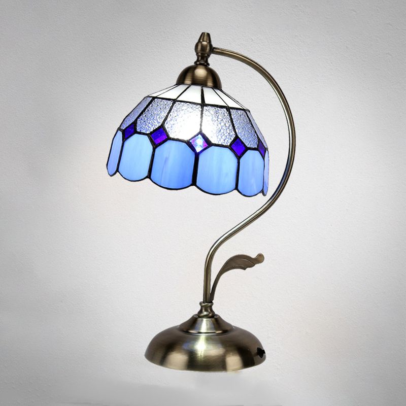 Tiffany Style Table Lamp 1-Light Desk Light with Glass Shade for Bedroom