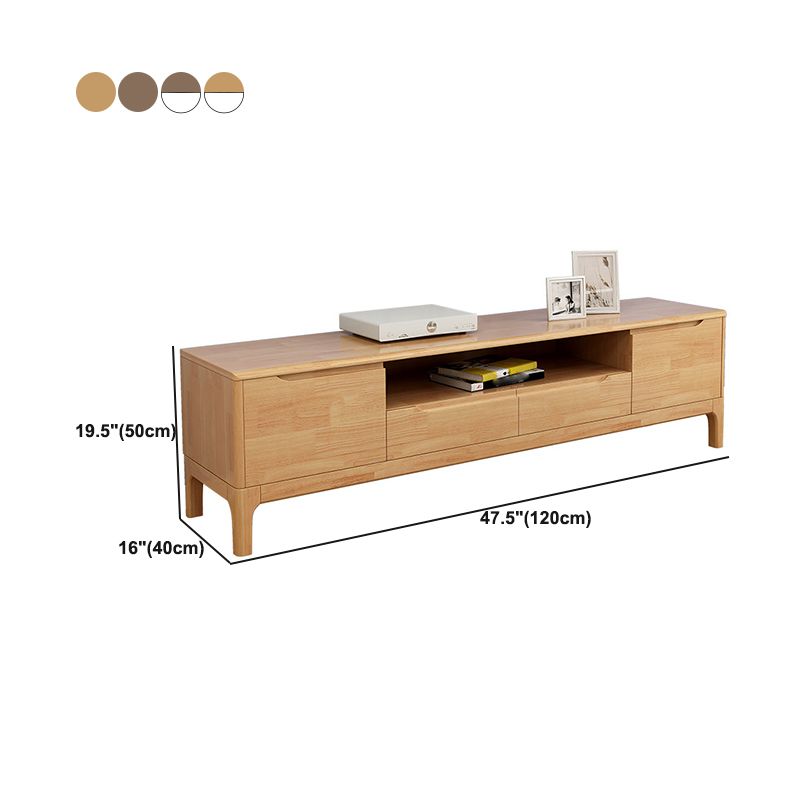 Modern Style Solid Wood TV Stand 19.69-inch Height TV Console with Drawers