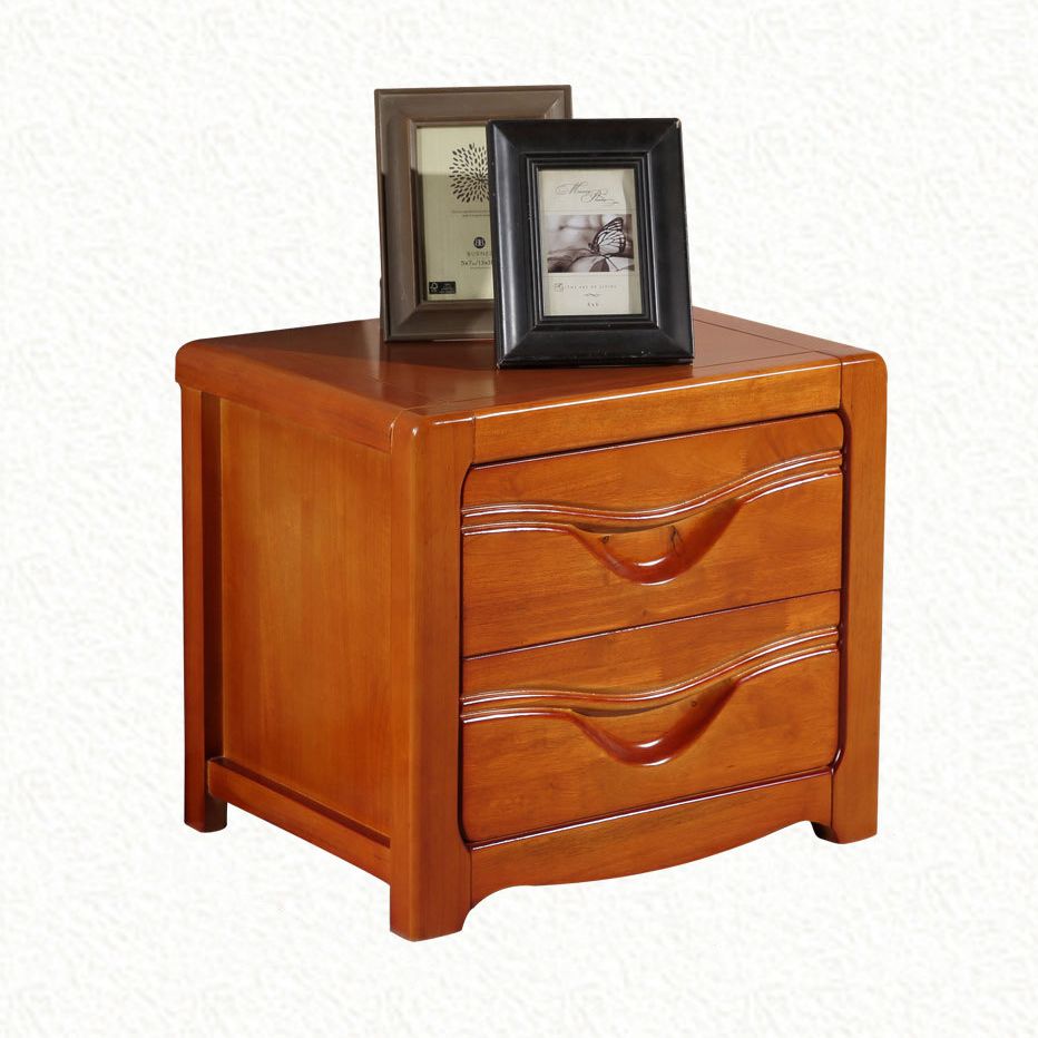 Solid Wood Bed Nightstand Traditional Bedside Cabinet with Drawers