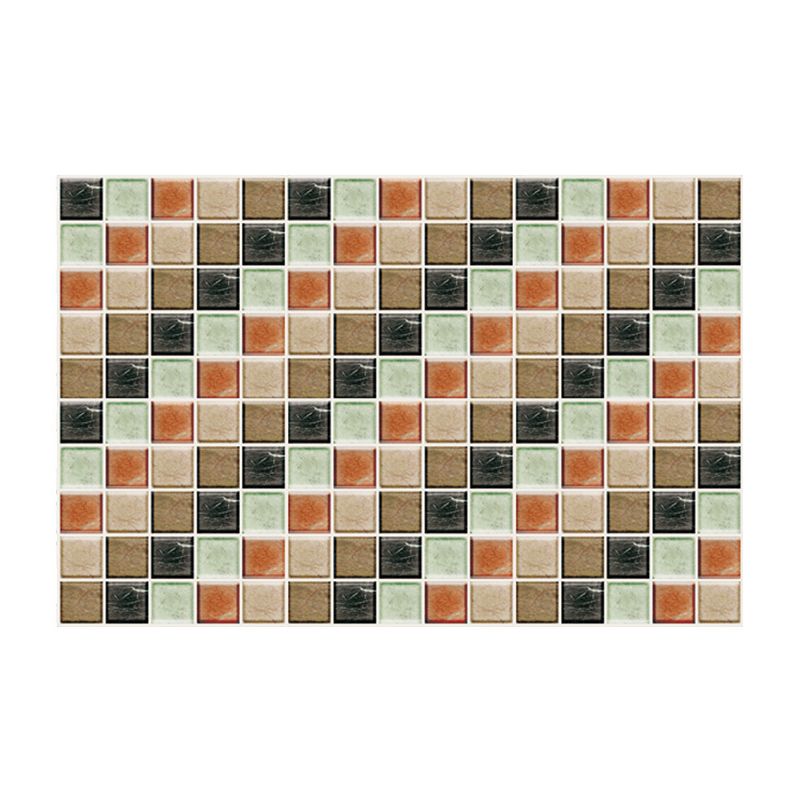 Red Brown Mosaics Tile Wallpapers Peel and Paste Modern Kitchen Wall Covering, 6 Pcs