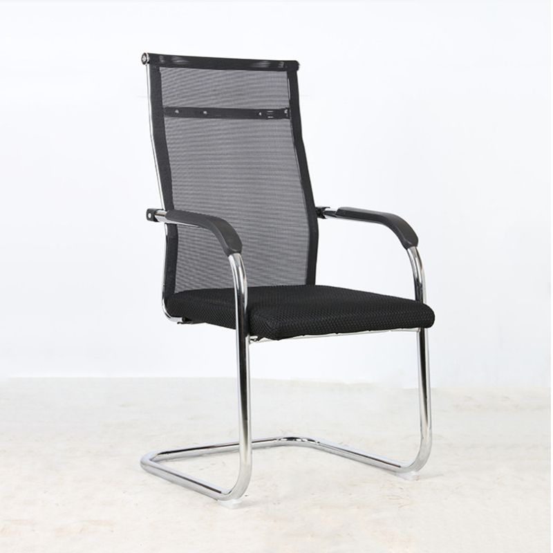 Modern Black and Beige Metal Desk Chair with Mid Back Home Office Chair