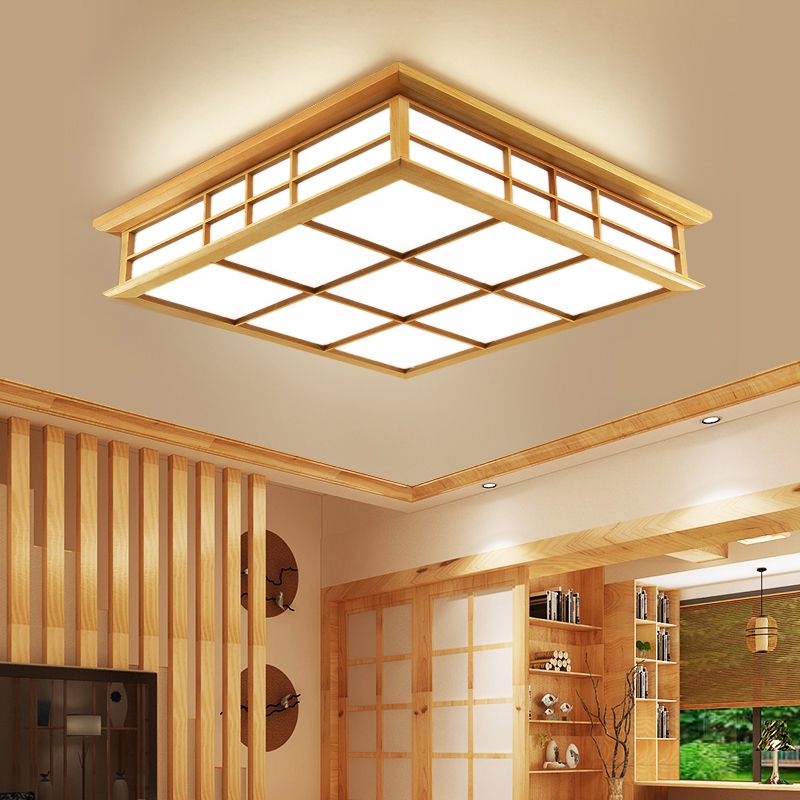 Square Flush Mount Lighting Fixtures Modern Beige Flush Montaggio Lampada con Acrilico Shade