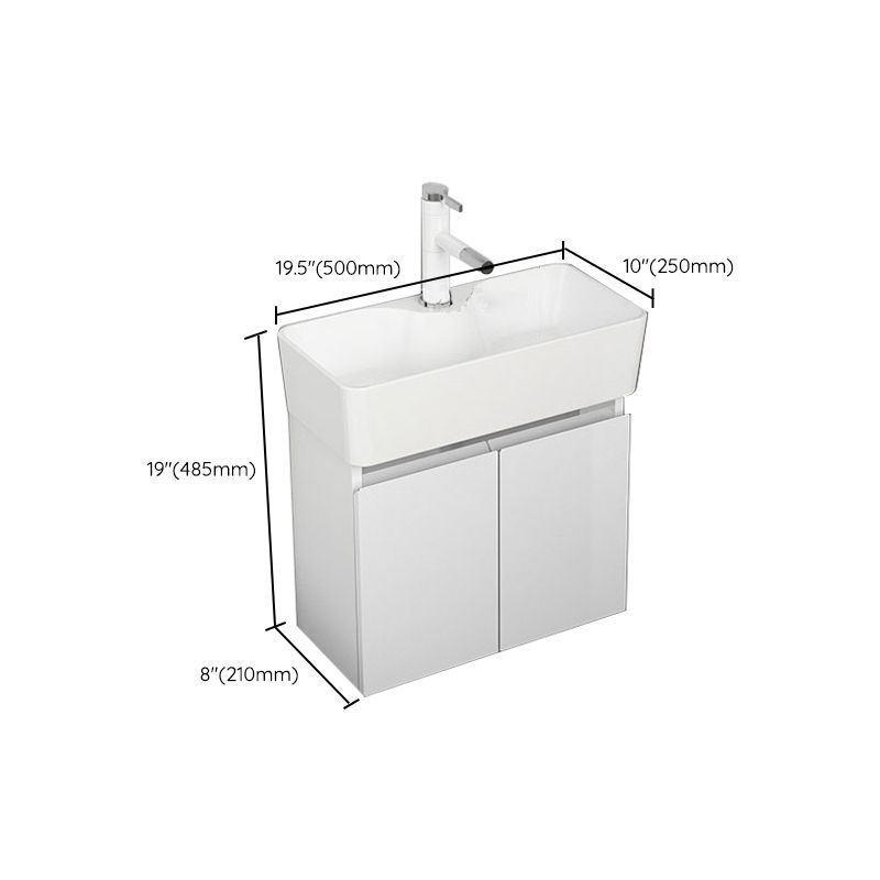 Modern Metal Bathroom Vanity Solid Color Wall Mount Vanity Cabinet in White