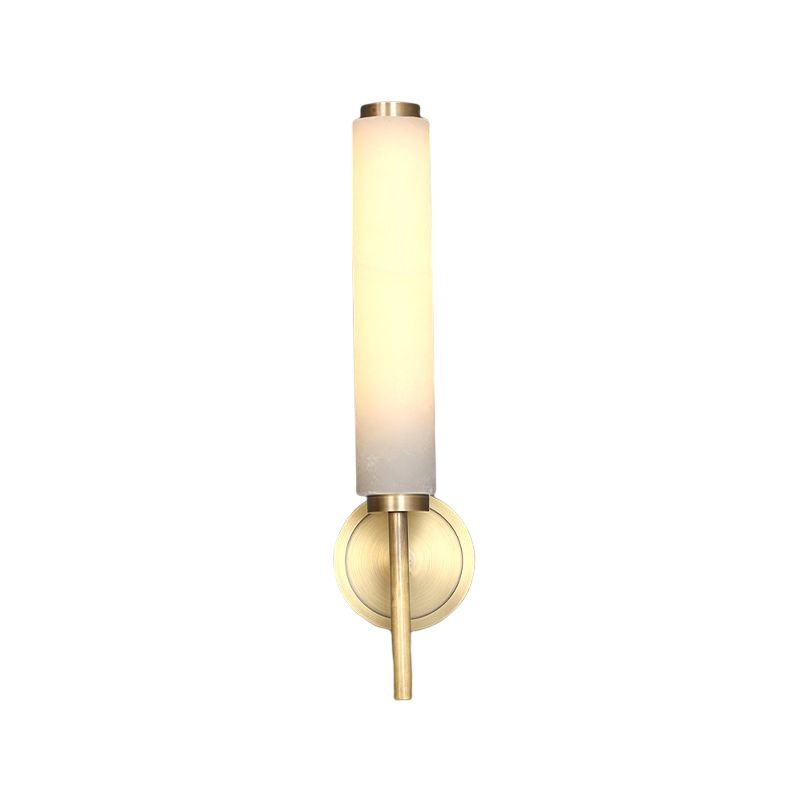 1 / 2 - Light Bath Sconce Brass and Marble Traditional Bathroom Vanity Lighting in Gold