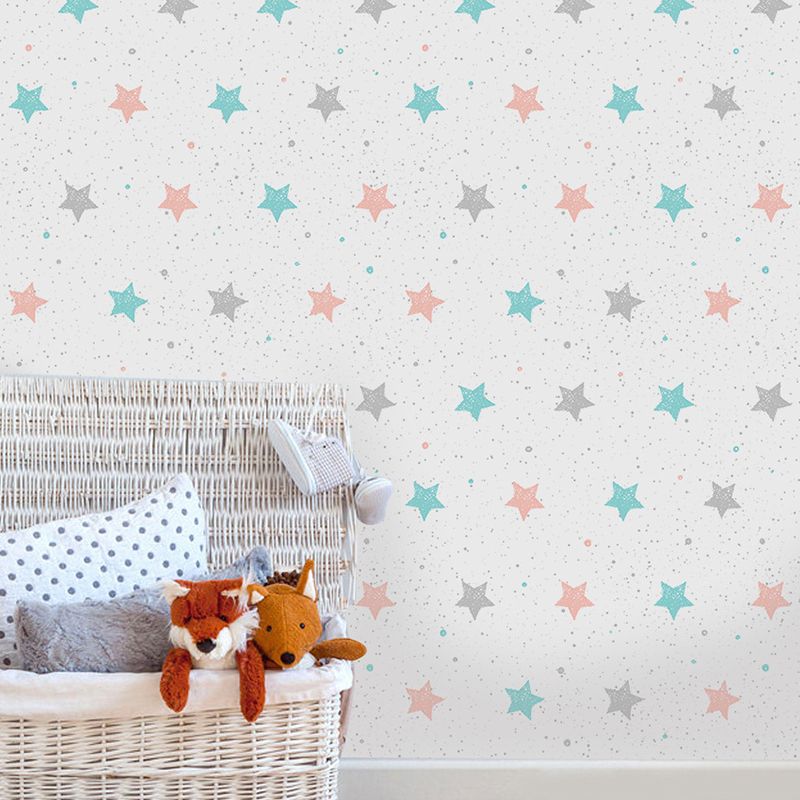 Kids Stars Pattern Wallpaper Panel Set PVC Stick On Blue Wall Art for Childrens Room