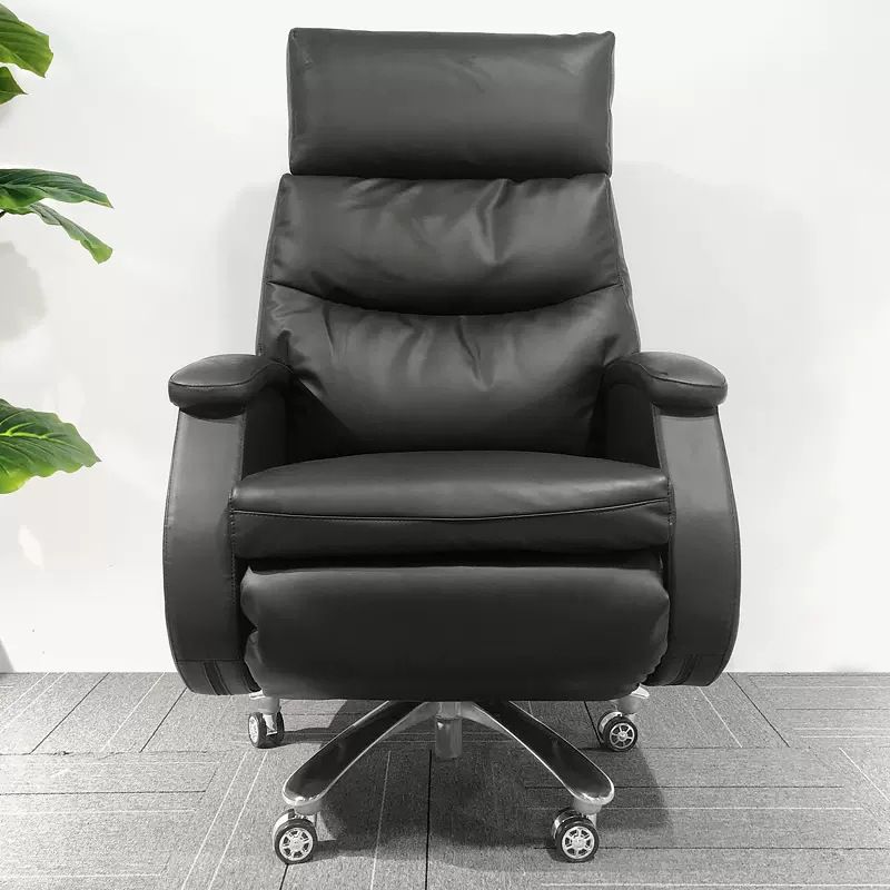 Modern Slide Office Chair Leather Adjustable Seat Height Desk Chair with Wheels