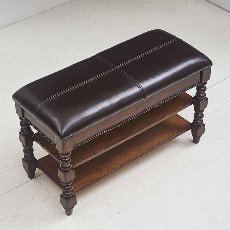 13.65 Inch W Traditional Bench Solid Wood Entryway Bench with Upholstered