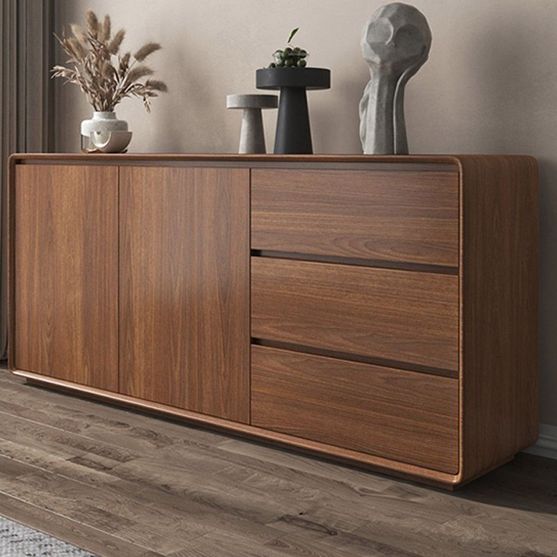 Wood Buffet Table Contemporary Style Side Board with Cabinets and Drawers