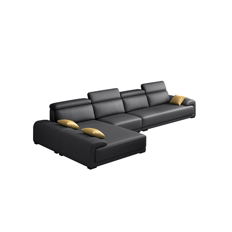 Modern Faux Leather Pillow Top Arm Sectional Stain-Resistant Sofa with Removable Cushions