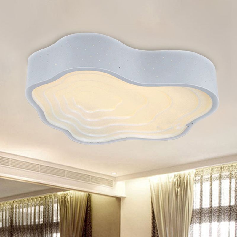 Cloud Shape Metal Ceiling Mounted Fixture Modern LED White Flush Lighting in Warm/White Light for Bedroom