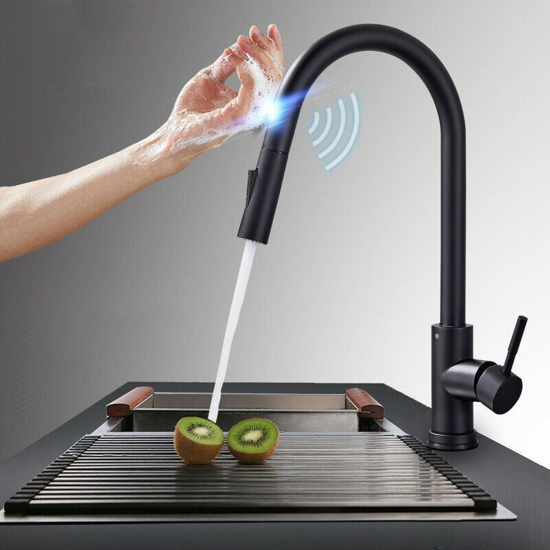 Contemporary Single Handle Kitchen Faucet 1-Hold Faucet with Pull out Sprayer