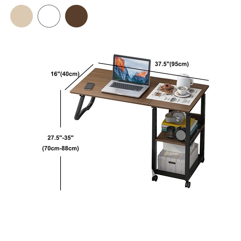 Modern Rectangular Writing Desk Wooden Adjustable Office Desk with Caster Wheels