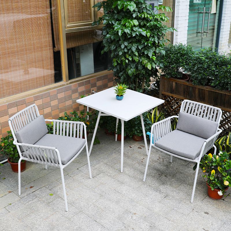 White Arms Included Dining Side Chair Stacking Outdoor Bistro Chairs