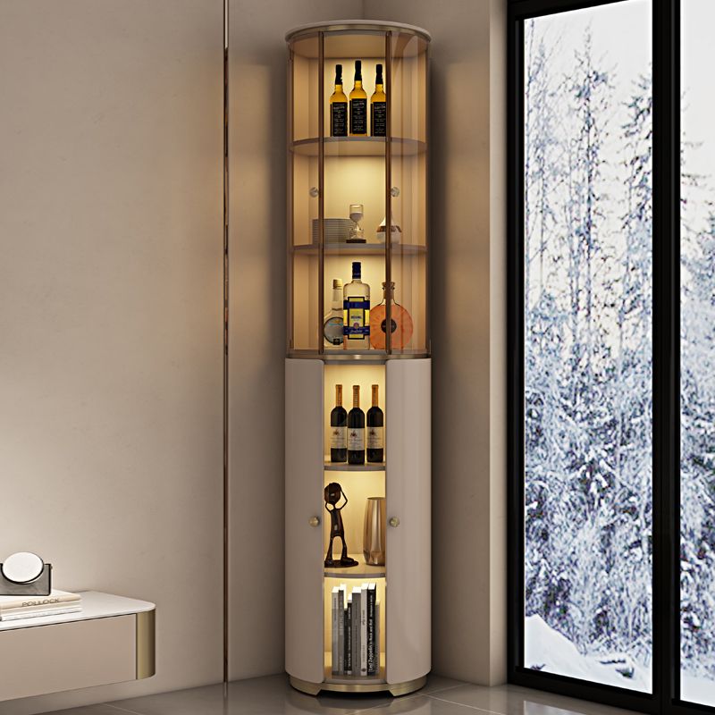 Polished Finish Home Freestanding Wine Holder with Storage Shelves