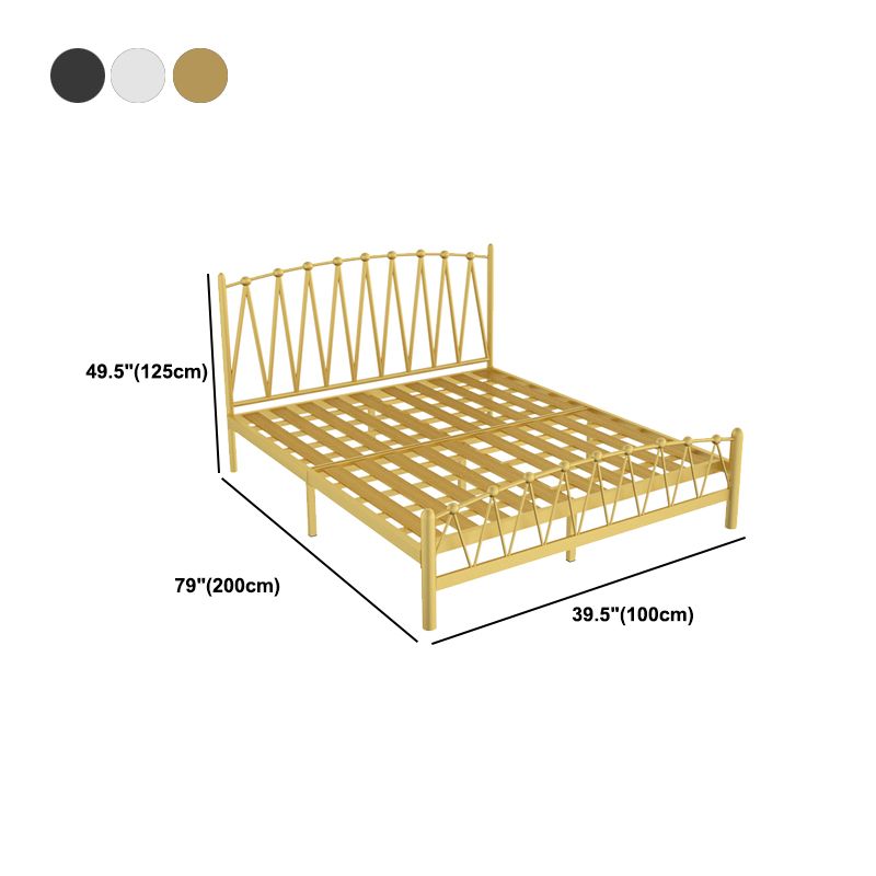 Scandinavian Iron Bed with Open-Frame Headboard and Footboard