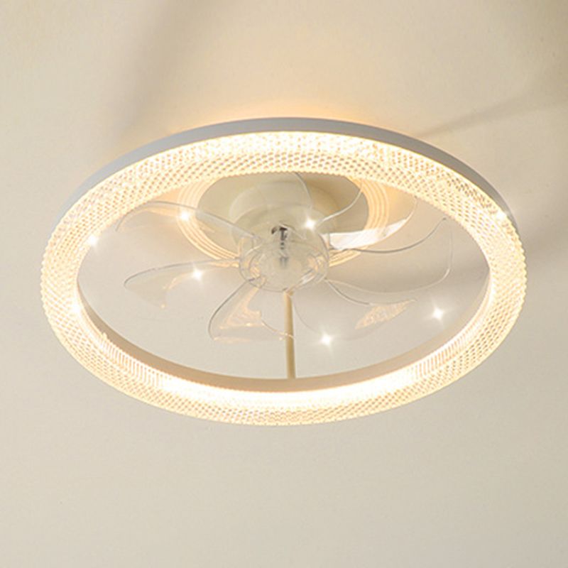 7-Blade Contemporary Ceiling Fan White/Golden Fan with Light for Home