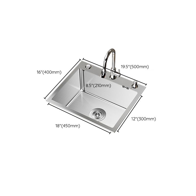 Stainless Steel Drop-In Kitchen Sink Single Bowl Sink with 3 Holes