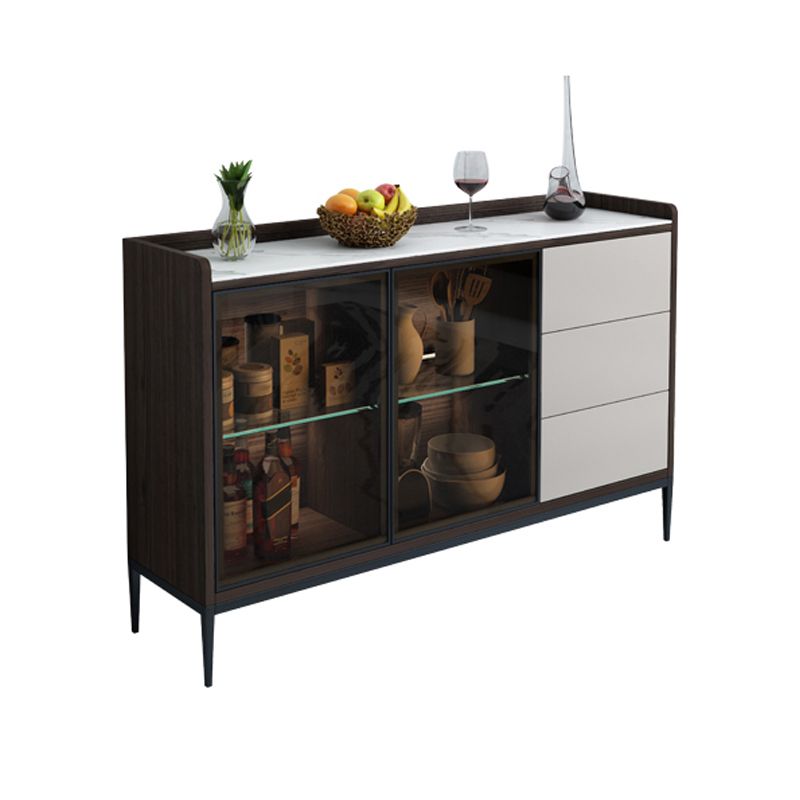 Contemporary Sideboard Stone Sideboard Cabinet with Lights for Kitchen