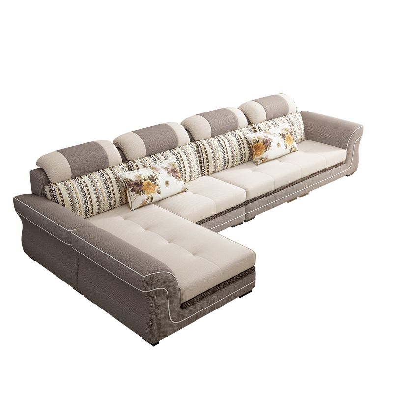 Flared Arms 4-Seater Sectional with Pillow Back Cushions for Apartment