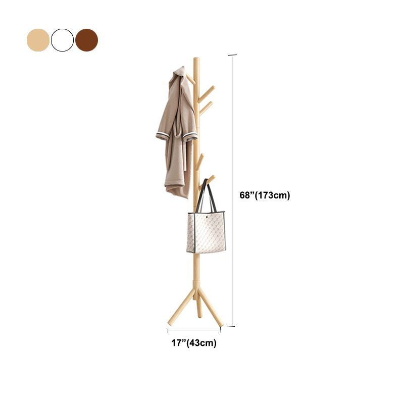 Modern Hall Tree Wood Entryway Kit with Hooks Free Standing Coat Hanger