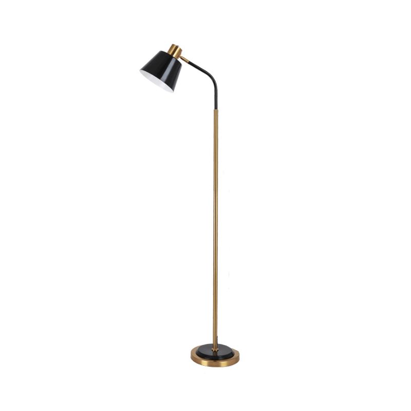 Conic Rotatable Reading Floor Light Nordic Metal 1 Bulb Living Room Floor Lamp in Black/White and Brass