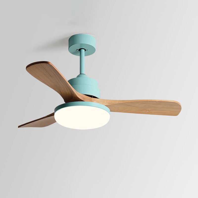 Nordic Style LED Ceiling Fan 3-Blade Fan Lighting with Wood for Dining Room