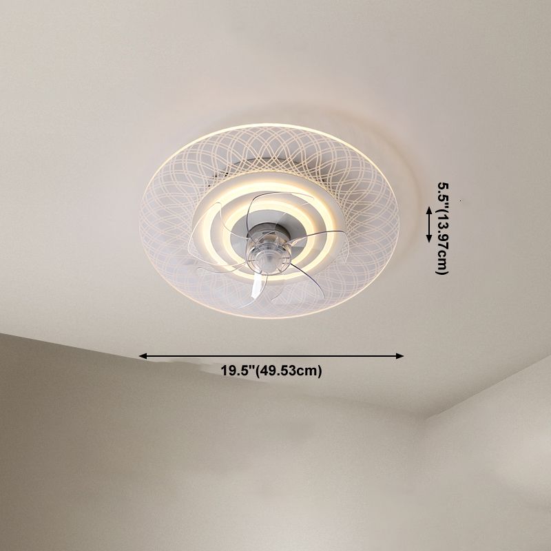 Simple Style Metal Ceiling Fan Lamp Modern Flush Mount Light Fixture for Bedroom