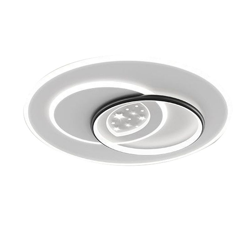 Contemporary Ceiling Lighting Metal Flush Mount Fixture in Black and White for Bedroom