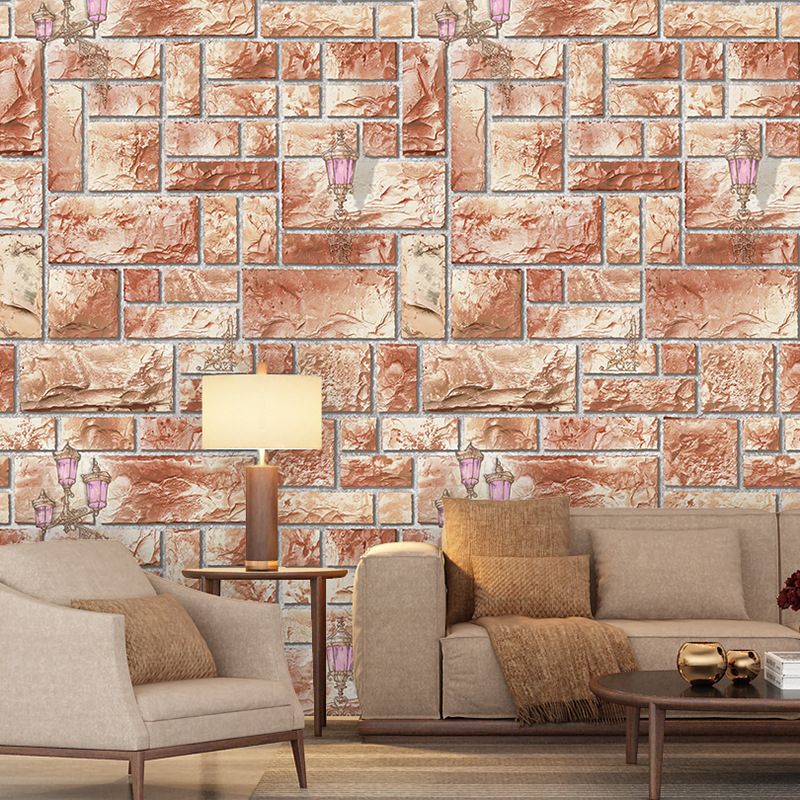 Dark Color Brick Effect Wallpaper Moisture Resistant Wall Covering for Dining Room