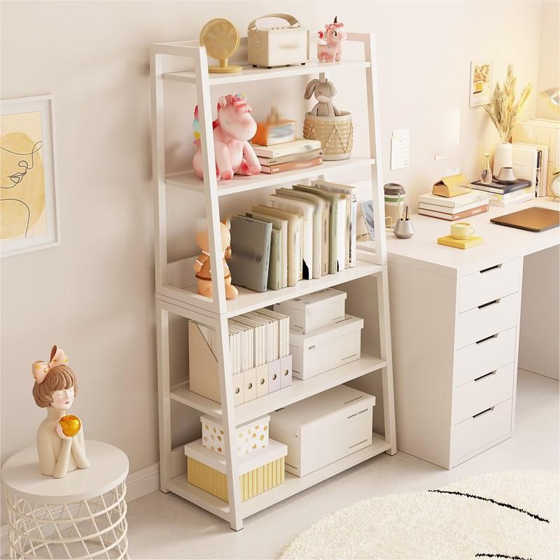 Contemporary Open Back Bookshelf Metal Book Organizer with Storage Space