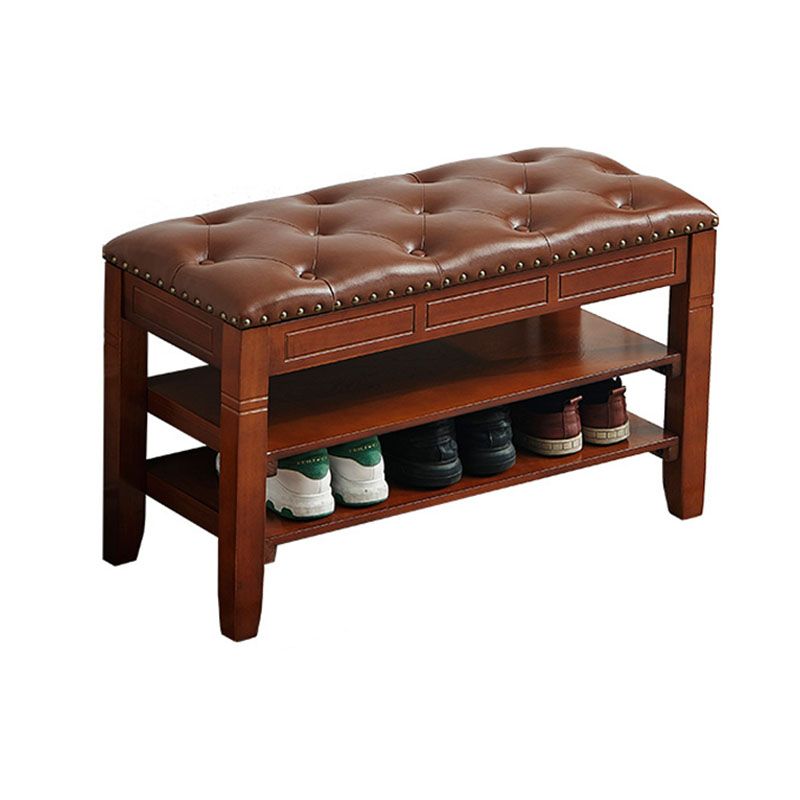 13.65-inch W Traditional Entryway Bench Solid Wood Seating Bench with Upholstered