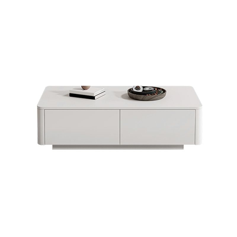 15"H Contemporary Single White Rectangular Coffee Cocktail Table with Storage