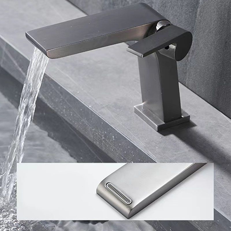 Modern Vessel Faucet Brass Lever Handles Waterfall Spout Bathroom Sink Faucet