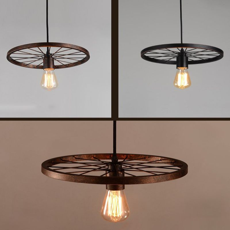 Industrial Wagon Wheel Cluster Pendant Light Metal Multi Light Pendant for Living Room