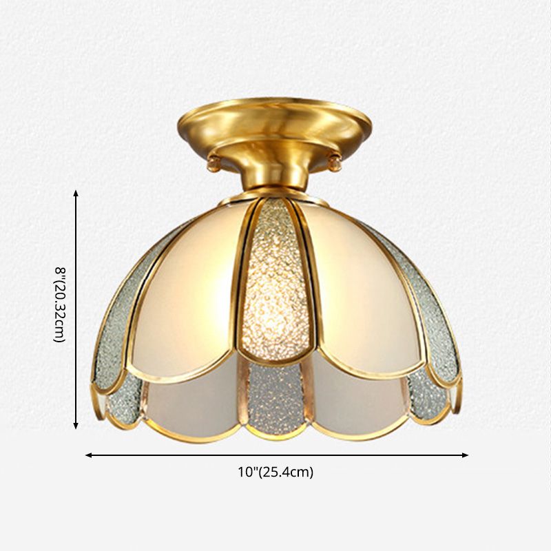 Bowl Ceiling Mounted Fixture Simplistic Gold Glass Close to Ceiling Lighting Fixture