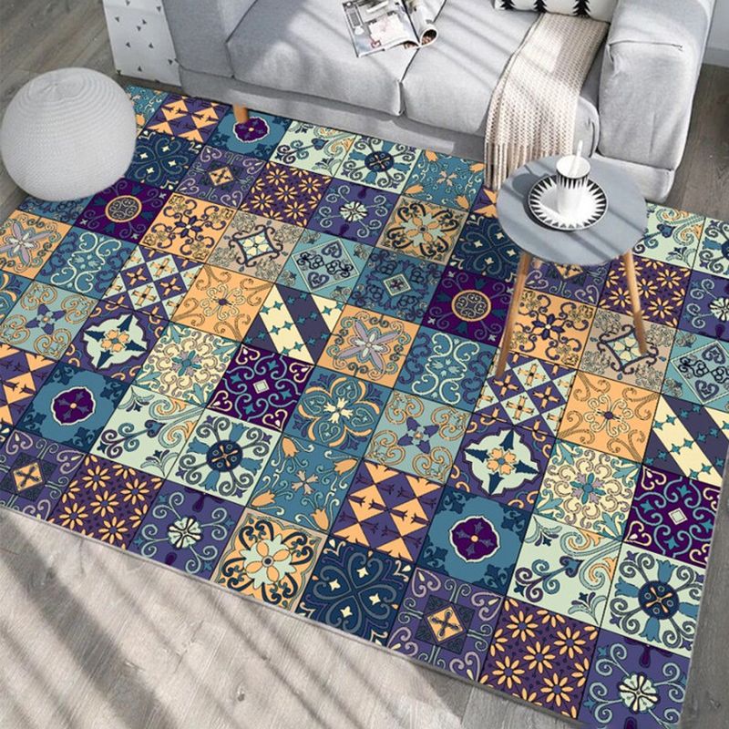 Morocco Geometric Pattern Rug Polyester Area Carpet Stain Resistant Rug for Home Decor